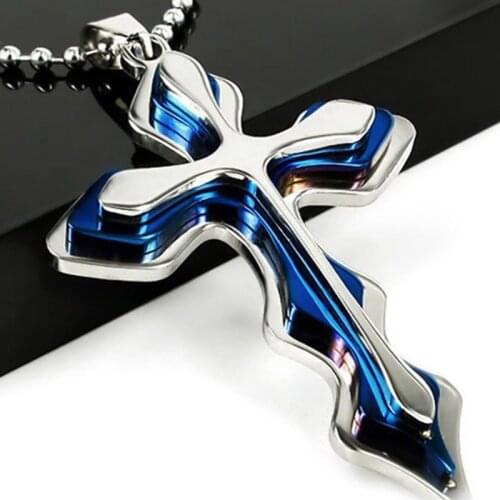 Hip Hop Rock Multi-Layer Gold Jesus Cross Pendant Chain Necklace For Men Male Punk Gothic Style Gift