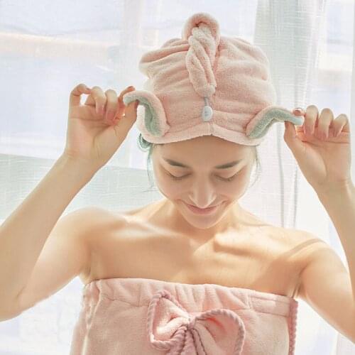 Girls Hair Quick-Drying Microfiber Towel Cap Hat Shower Cap Solid Towel Cap Super Absorbent Turban Hair Quick-Drying Shower Cap