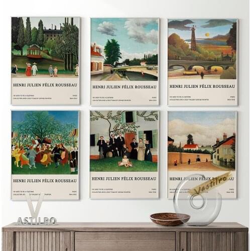 Henri Rousseau Exhibition Museum Retro Poster Landscape Illustration Wall Art Bedroom Home Decor Canvas High Quality Painting