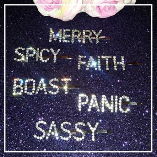 Hot Sale Hairpin English Letter Barrette Rhinestone Alloy Personality Word Women Girls Shiny Hair Clips Hairpin Hair Accessories