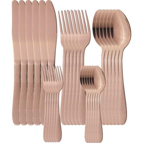 Western Stainless Steel Dinnerware Set Knives Fork Tea Spoon Tableware Set 6 People Cutlery Set Kitchen Flatware Silverware Set