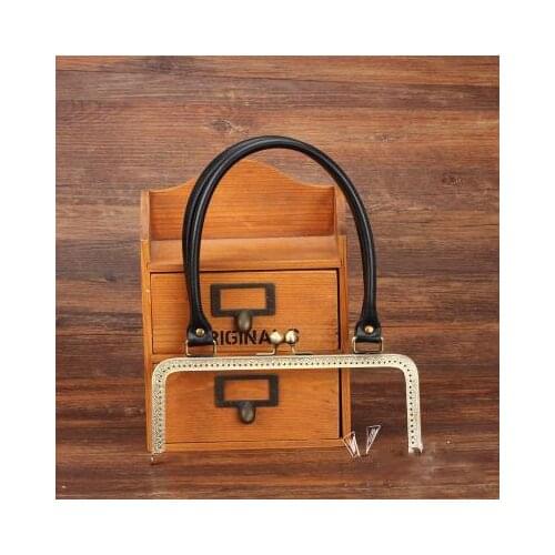 24cm DIY women purse frame handbag metal clasp with black PU handle 2pcs/lot