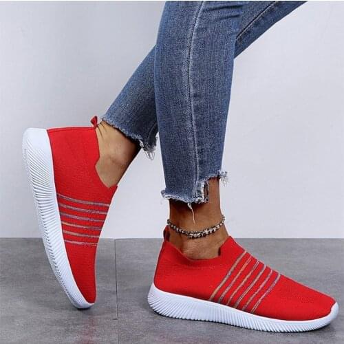 Women Vulcanized Shoes High Quality Women Sneakers Slip On Flats Shoes Women Loafers Plus Size 44Walking Flat