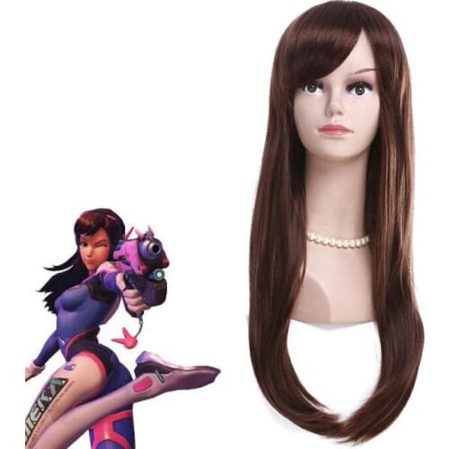 70cm Women Long Wig Anime D.Va Cosplay Costume Heat Resistant Synthetic Hair Dva Girls Wigs Cosplay Costumes