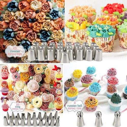 32/88pcs Stainless Steel Nozzles Pastry Icing Piping Nozzles Russian Pastry Decorating Tips Baking Tools For Cake