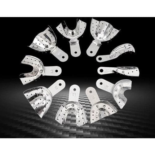 5pairs Dental Impression Tray no holes Aluminum Alloy Teeth Tray Autoclavable with Holes Denture Instrument Trays Dentist Tools