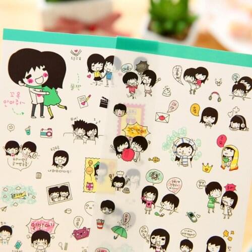 5pcs/lot Hip Hop Lovely Sweet CoupleTransparent Diary Stickers Decoration Stickers Scrapbooking DIY Sticker Papelaria