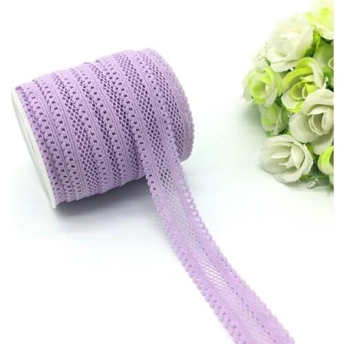 5yards/lot 5/8"(16mm) Light purple Bilateral Lace Grid Fold Over Elastic Spandex Lace Band Ties Hair Accessories Lace Trim