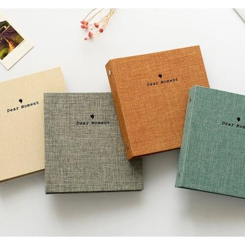 50 Pockets Dear Moment Jute Photo Album Holder Pure Color Cloth Album for 5 Inch Mini Instax & Name Card Baby Kid Photo Album
