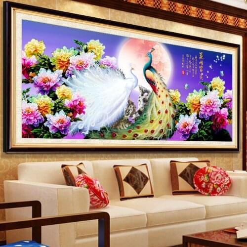 DIY 5D Sale Diamond Embroidery, Diamond Mosaic, Fortune Comes With Blooming Flowers, Peony, Diamond Painting, Cross Stitch, 3D