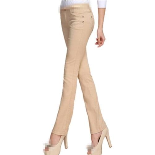 B2653 2020 spring autumn new women fashion pure color stretch casual slim flared pants cheap wholesale