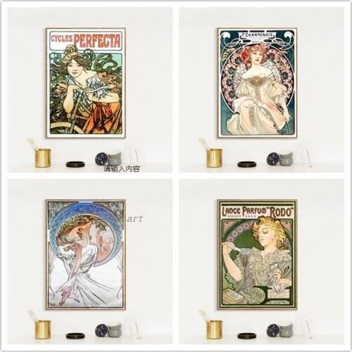 Alphonse Mucha Large Vintage Art Nouveau Poster and Prints Fine Replica Living Room Home Decor Wall Art Canvas Painting Pictures