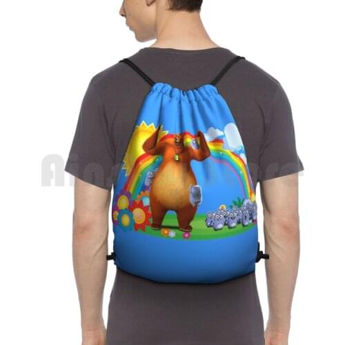 Grizzy And Lemmings Kids Backpack Drawstring Bag Riding Climbing Gym Bag Grizzy And Lemmings Grizzy Bear Baby And Kids