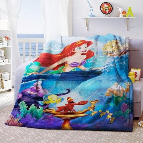Home Textile Disney Beautiful Mermaid Princess Ariel Comfortable Soft Blanket Girl Warm Flannel Coral Blanket Sofa Bedding
