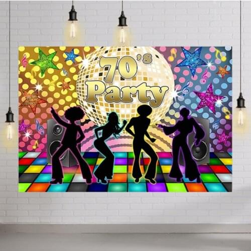 Back To 70s Party Backdrop Adults Disco Party Decorations 1970s Retro Disco Ball Lets Glow Crazy Neon Dance Night Photoshoot