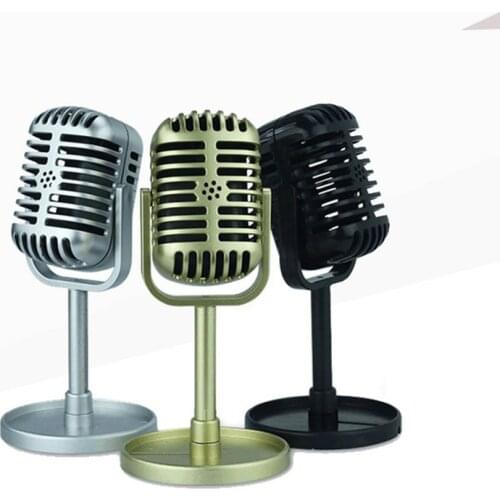Classic Retro Microphone Prop Vintage Style Mic Universal Stand Compatible Live Performance Karaoke Studio Recording Prop