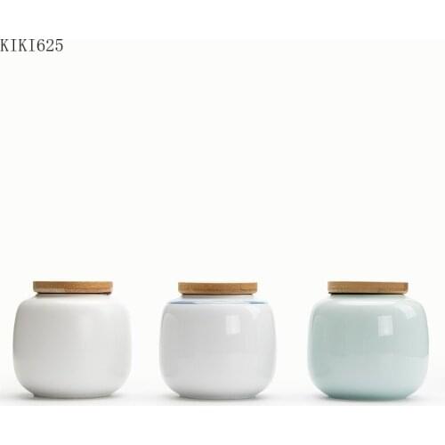 Creative Mini Tea Caddy White Ceramic Candy Jewelry Box Household Food Sealed Pot Tea Coffee Bean Storage Tank Home Decoration