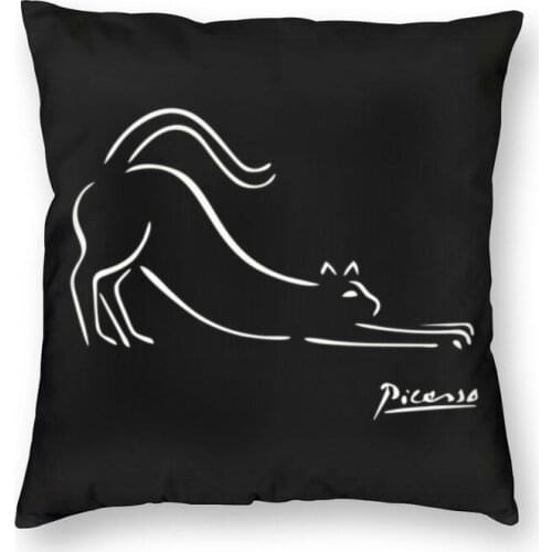 Pablo Picasso White Cat Square Pillowcover Home Decorative Famous Oil Painting Cushion Cover Throw Pillow For Sofa Double-Sided