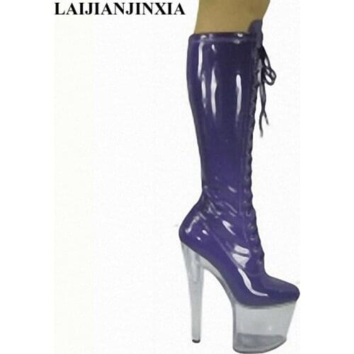 LAIJIANJINXIA New sexy 20cm ultra high-heeled shoes platform shoes fashion Knee-High boots 8 inch womens motorcycle boots