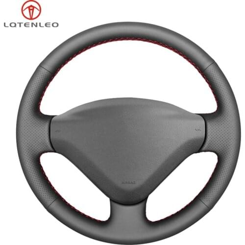 LQTENLEO Black Artificial Leather Steering Wheel Cover For Peugeot 207 2006-2014 Expert Partner 2009-2018 Fiat Scudo 2010-2016