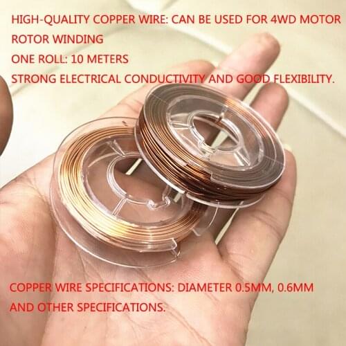 1PC 10m Polyester Enameled Copper Wire Motor Copper Wire For DIY Motor Copper Wire Accessories Diameter 0.2mm/0.3mm/0.5mm/0.6mm
