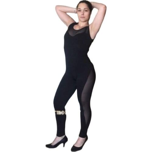 Lycra Spandex Fitness Sport Suit Women sexy mesh Tracksuit Yoga Backless Gym Running Sportswear Leggings Tight Jumpsuits