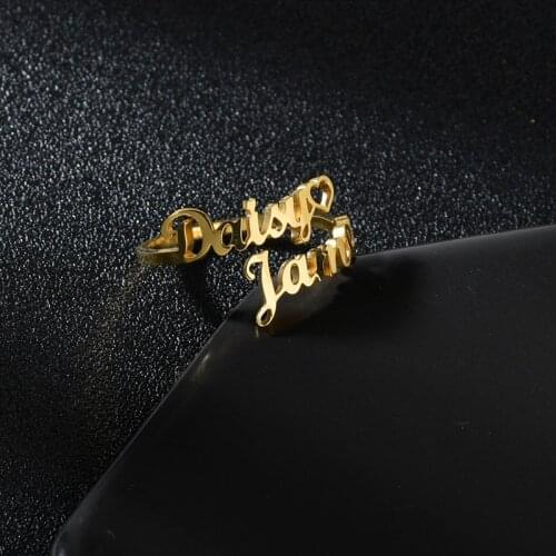 Customized Two Names Set Stainless Steel Ring Bangles Personlizaed Nameplate Couple Bracelet Ring For Women Man Jewelry Gifts