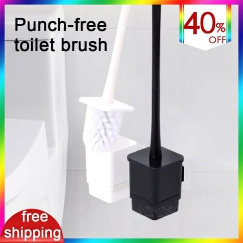 2BrushHead Wall-mounted Black Toilet Brush Bathroom Products Non-contact Toilet Accessories NO Accumulate Water EasyInstallation
