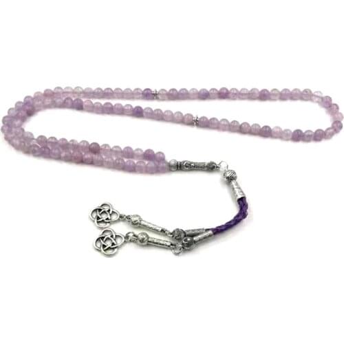 Tasbih Natural Light Amethyst stone Muslim Bracelet Turkish misbaha 99 rosary bead islamic jewelry Gift accessory arab gift