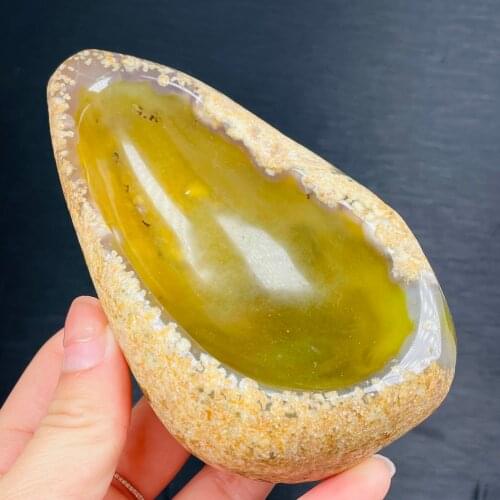 Natural green Agate Gemstone Bowl Jade Chalcedony Irregular Smooth Polished Hand Carved Stone Home Decoration