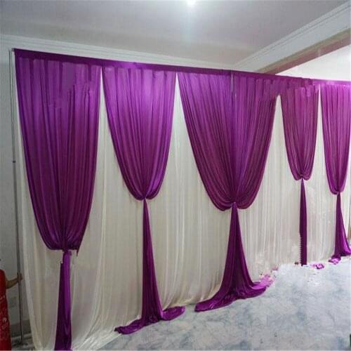 New Fashion 10ft*20ft wedding stage curtain purple Wedding Backdrop with Beatiful Purple Swag Wedding drape and curtain