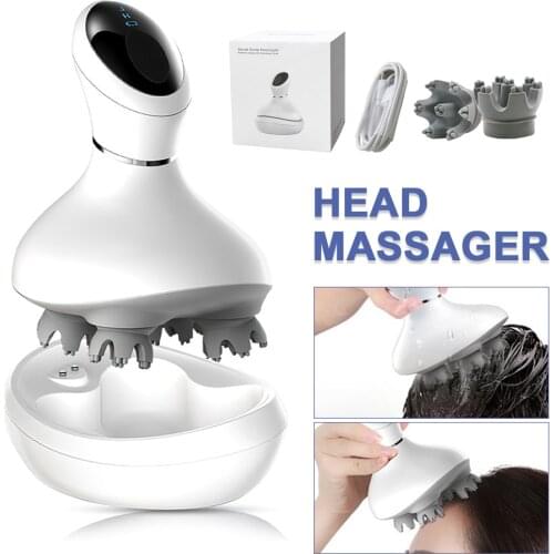 2021 New 3D Waterproof Electric Head Massager Wireless Scalp Massage Promote Hair Growth Body Deep Tissue Kneading Vibrating