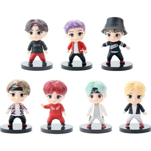 2020NEW 7PCS Bangtan Boy Groups Model Toys A.R.M.Y Action Figures Toy KPOP Star TOP Group Puppet Collection Gift for Girls