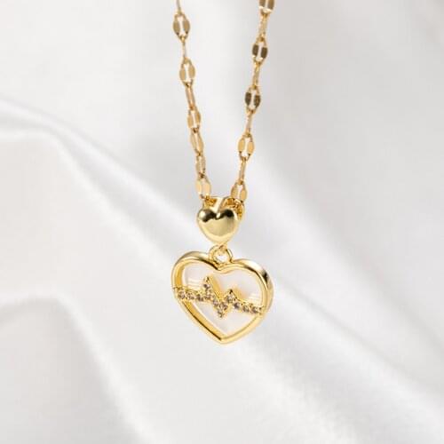 Cute Romantic Heart Beating For You No Fade Gold Color Stainless Steel Women Necklaces Ladies Elegant Wedding Jewelry Female