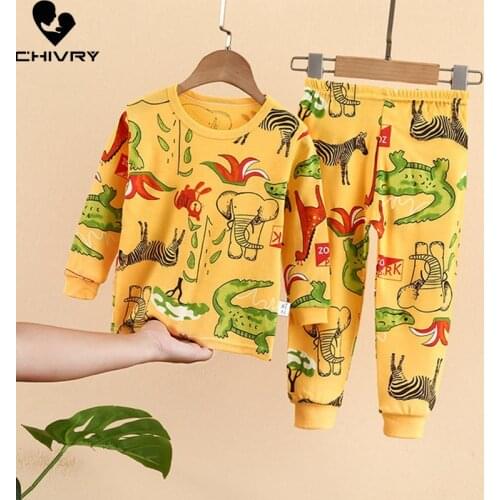 New Kids Boys Girls Pajama Sets Cartoon Long Sleeve T-Shirt Tops with Pants Newborn Baby Spring Autumn Sleeping Clothing Sets
