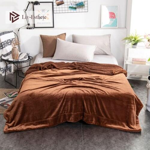 Liv-Esthete Brown Thick Sherpa Throw Blanket Weighted Flannel Fleece Blanket Queen King Adult All Season For Bed Or Couch 1PCS