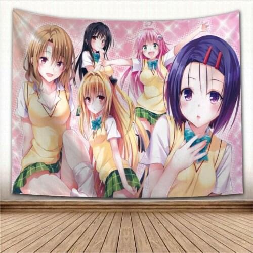 Custom To Love Ru Tapestry Colorful Psychedelic Decorative Carpet Wall Fabric For Living Room Bedroom Tapestries Accessories