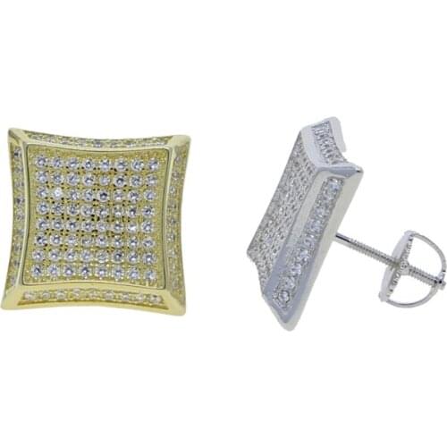 Promotion Micro Pave CZ Ice Out Men Earring Micro Pave 5A Cubic Zirconia Geometric Full Ice Hip Hop Earrings