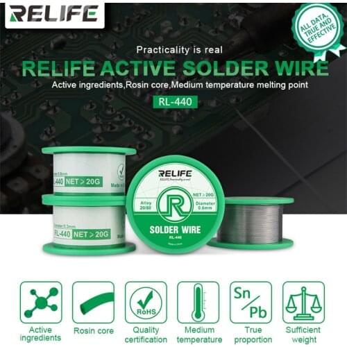 RELIFE Solder Wire 0.3/0.4/0.5/0.6mm Sn20/Pb80 Tin Wire 40g Melt Rosin Core Solder Soldering Wire Roll Reel Welding Line