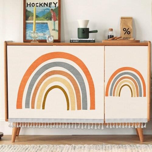 Dust-proof Curtains Nordic Style Cabinet Curtain Half Curtains With Tassel Wardrobe Cover Washable For Kitchen Living Room Decor