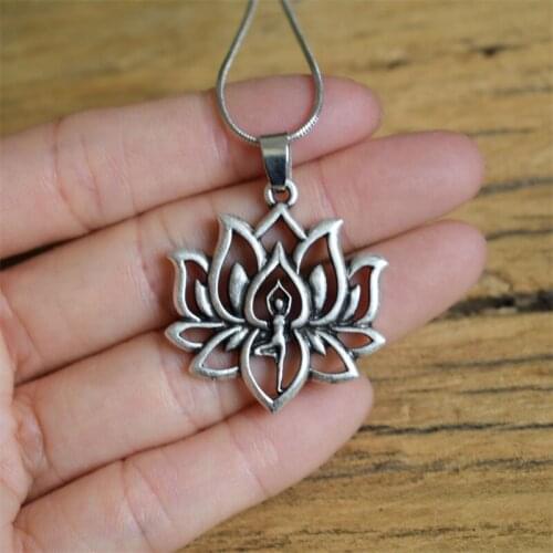 Spiritual OM Yoga Lotus Flower Necklace Meditation Mandala Pendant Jewelry