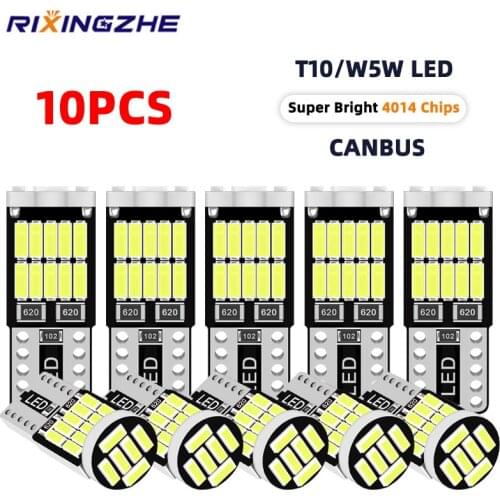 RXZ 10pcs CANBUS T10 LED W5W 194 168 W5W LED 3014 18 SMD Led Parking Bulb Auto Wedge Clearance Lamp Bright White License Light