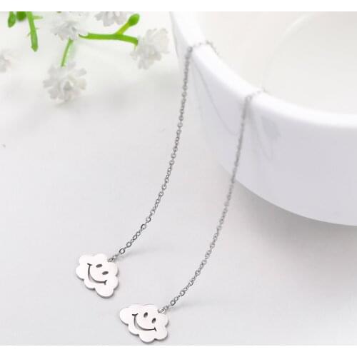 COOLTIME Stainless Steel Smiling Face Cloud Moon Star Heart Earrings Threader Jewelry silver color gift for women