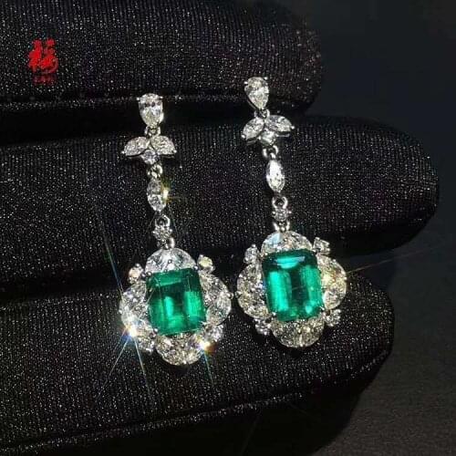 Natural And Real Green Emerald gem earrings for beauty silver jewelry birthday party gift Earring
