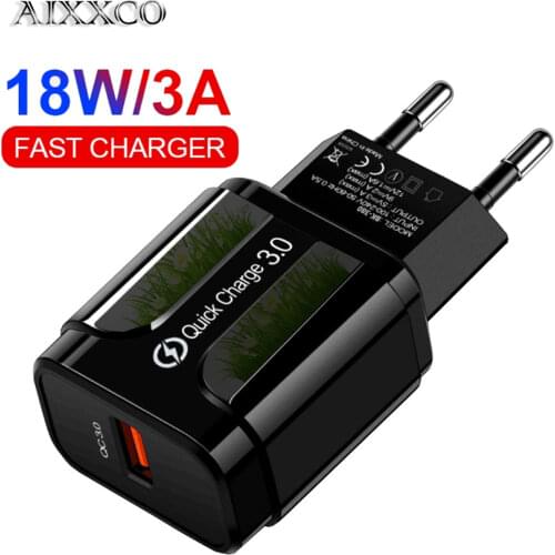AIXXCO 5V 2A EU Plug LED Light 2 USB Adapter Mobile Phone Wall Charger Device Quick Charge QC 3.0 Mobile Charger Fast Charger