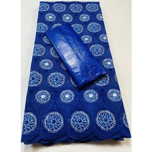 Swiss Voile Lace In Switzerland African Lace Fabric Blue Swiss Lace Fabric 2.5+2.5Yards Bazin Riche Fabric 100% Cotton VKM028