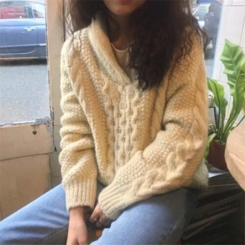 Chic simple solid minimalist crochet winter sweater thicken soft casual fashion slim pullovers elegant all-match basic jumpers