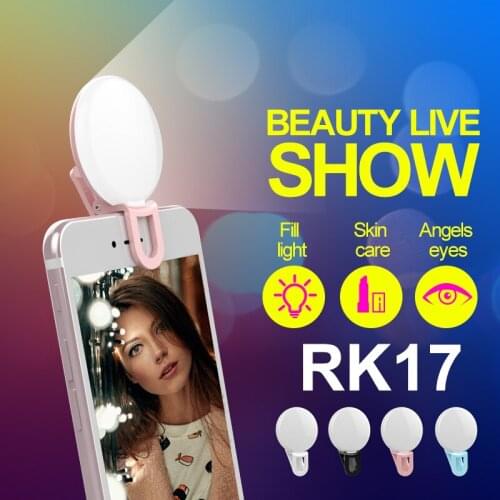 Universal Selfie LED Flash Light RK17 LED fill light 9 pcs Premium Bulbs For Phone For iPhone X/8/7 Samsung S9/S8/S7 For xiaomi