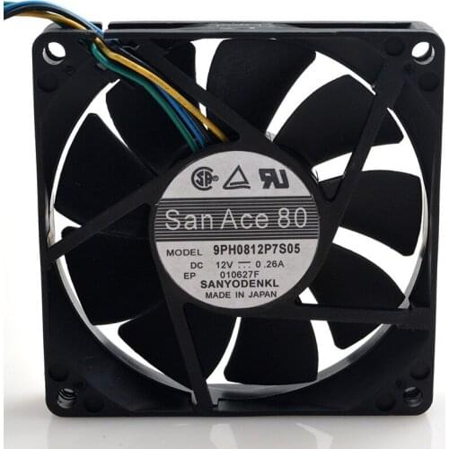 FOR Sanyo 9ph 0812 p7s05 8015 12v 0.26a8cm 8cm PWM chassis Cooling fan