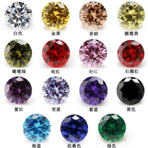 1PCS Per Color Total 15pcs Size 4mm ~ 10mm can Choose Round Shape Loose Cubic Zirconia Stone CZ Gem Handicraft DIY Jewelry Beads